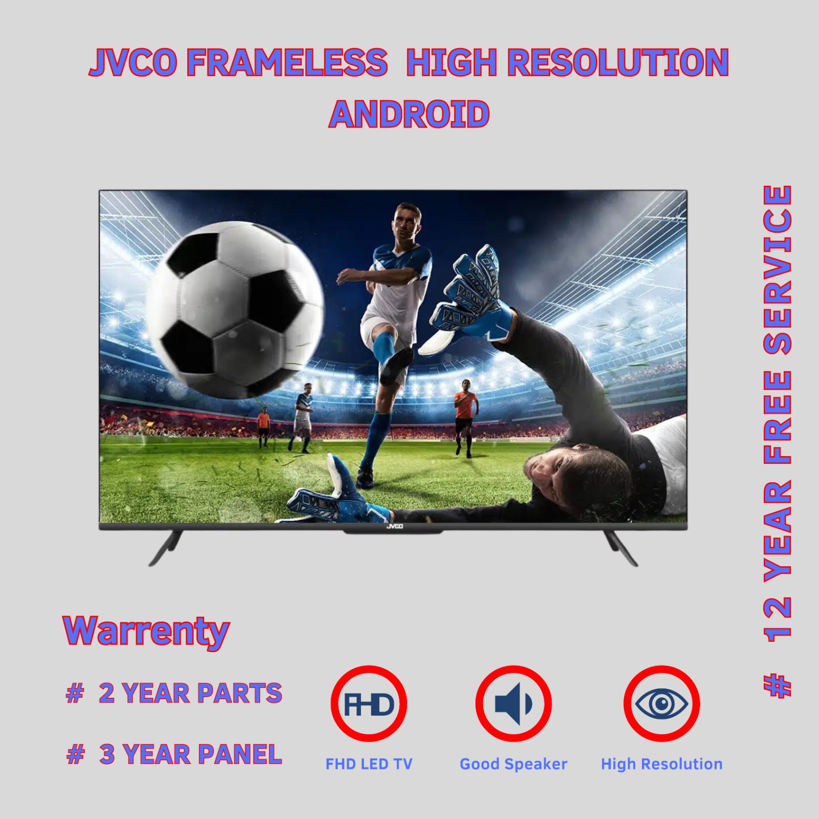 JVCO 32" High Resolution Smart Android Voice Control LED TV FHD. 