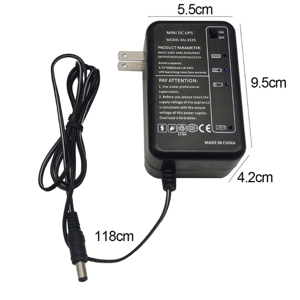 Uninterrupted 5.5x2.1mm Output Voltage Stabilizing 220V to 5V 9V 12V DU-2S50 Backup Power Supply 5000mAh UPS For WiFi Router LED CCTV Camera. 