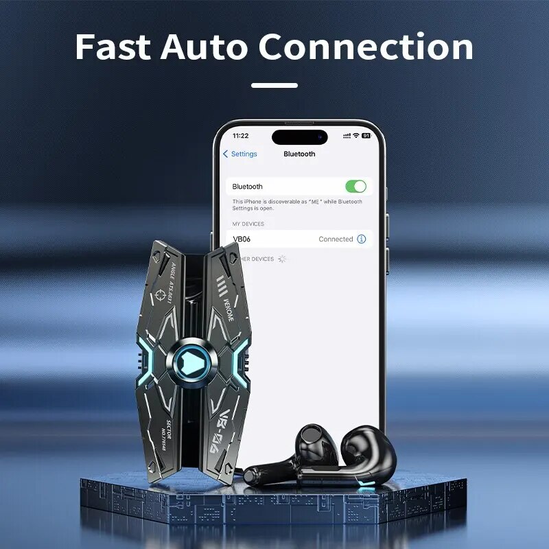 WEKOME TWS Wireless Bluetooth 5.3 Earbuds Cyberpunk Style HiFi Music Earphones Low Latency Touch Control Stereo Gaming Earbuds.
