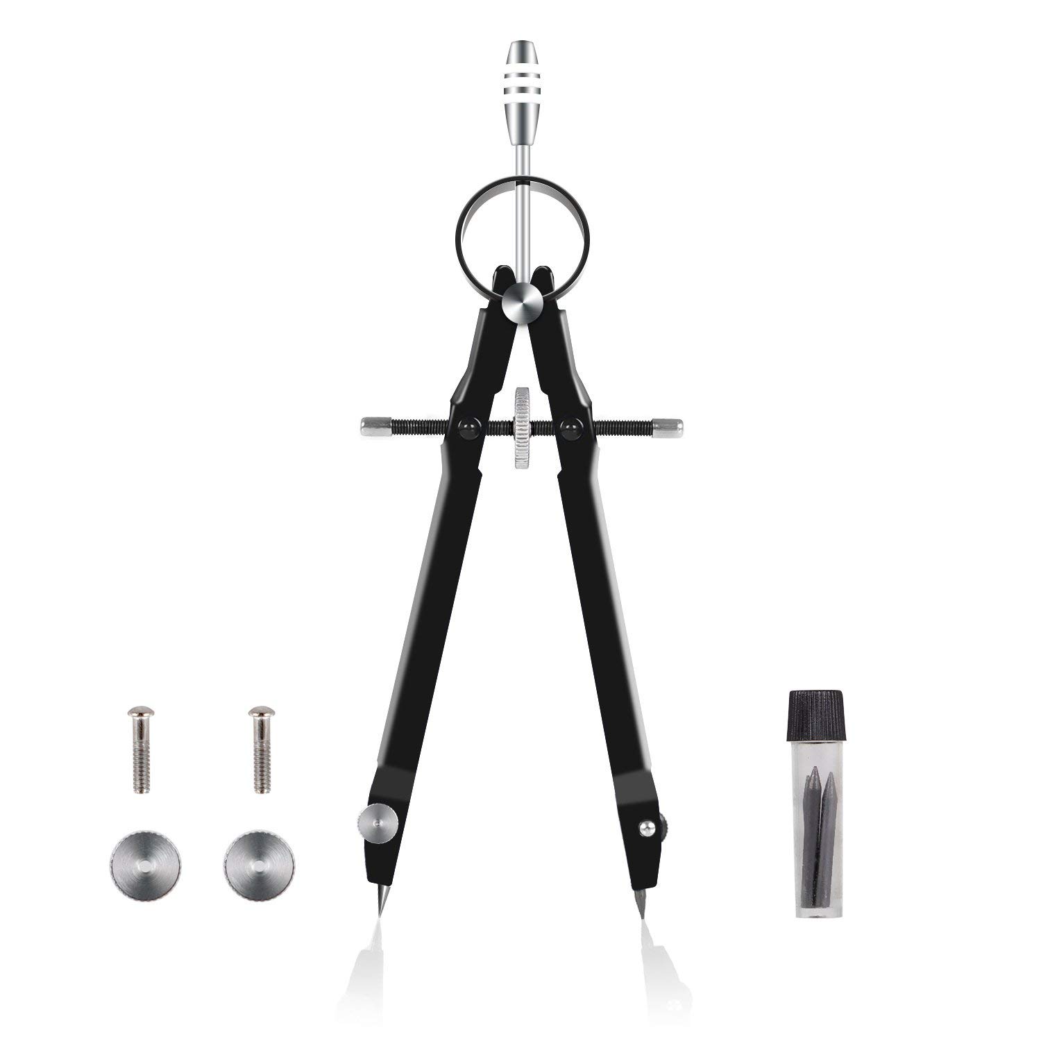 Delicate product Professional Compass, Compass Geometry Set with Lock, Math and Precision Compass, Metal and Durable for Solid and Plane Precision Tool, Fit for Drafting, Drawing, Measuring(black)