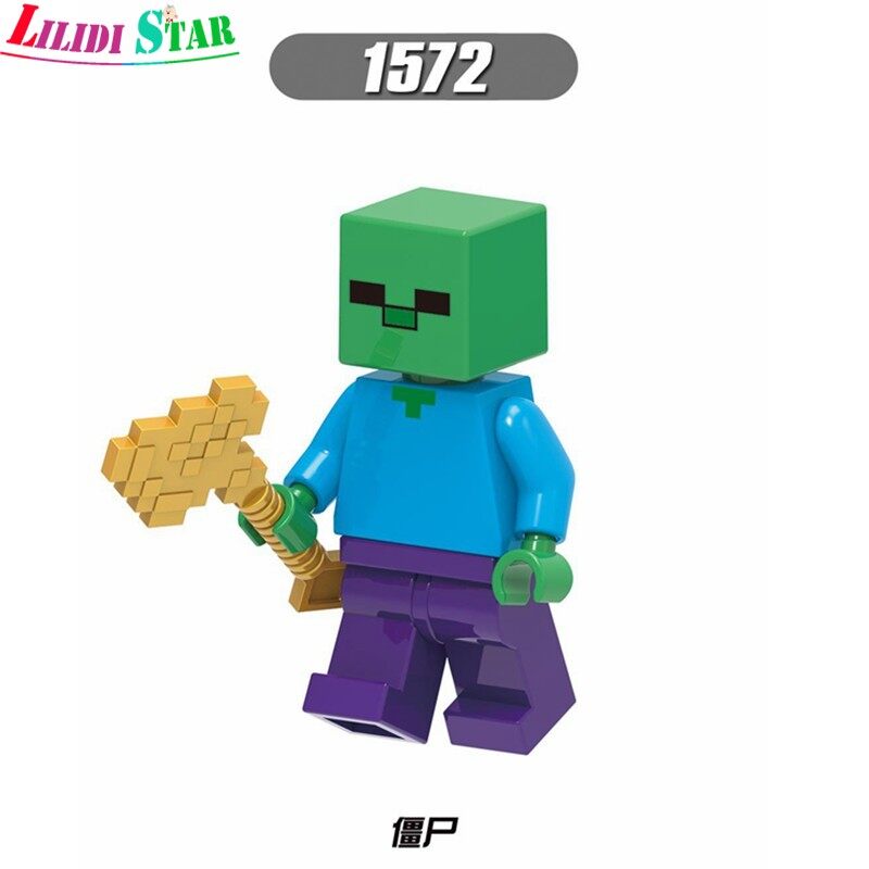 My World LegoING Minecraft Minifigures Steve Alex Zombie Iron Golem Enderman Model Building Blocks Diy Toys Gifts. 