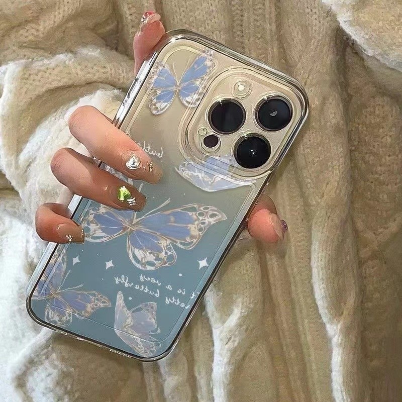 For Tecno POP 9 /SPARK GO 1/SPARK GO 2025 Gradient Blue Butterfly Case. 