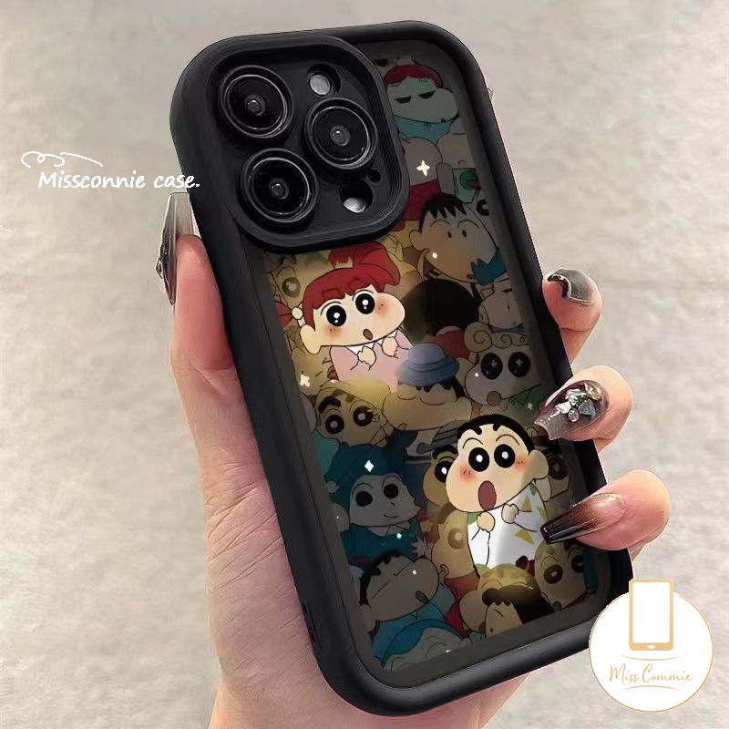 SpongeBob SquarePants Crayon Xiaoxin Graffiti Phone Case Compatible for IPhone 11 14 15 13 12 Pro Max X 7Plus XR XS Max 7 15 6S 6 8 Plus SE 2020 Angel Eyes Soft Cover