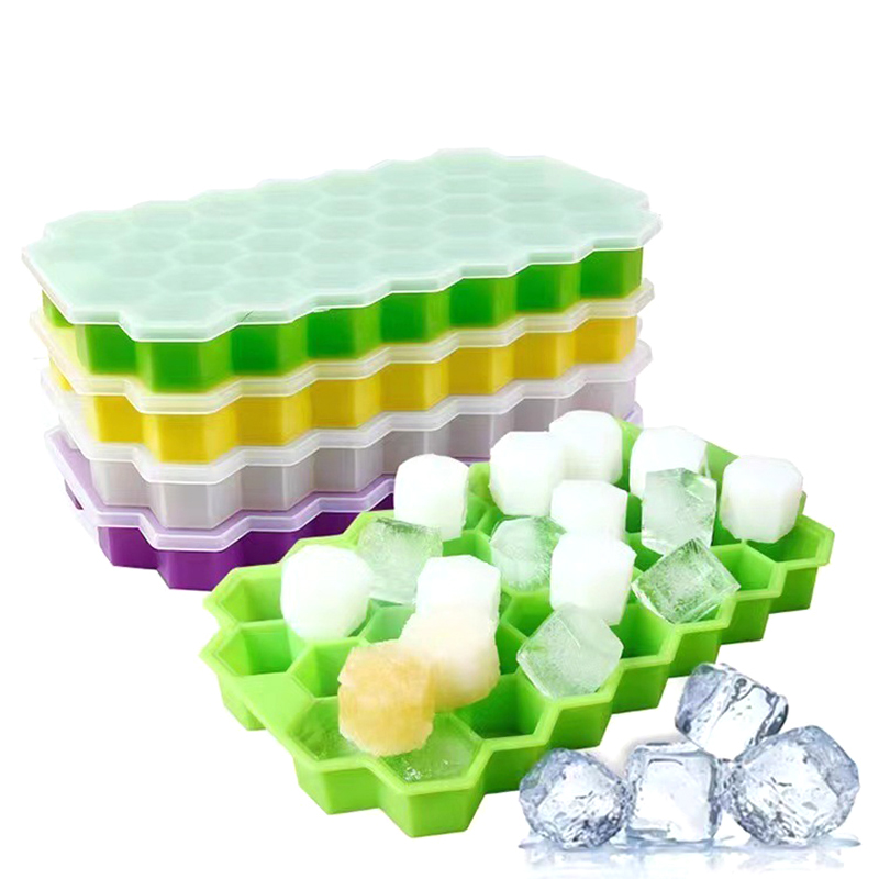 37 Grid Honeycomb Silicone Ice Cube Mold With Lids Large-capacity Ice Tray Mold Reusable Food Grade Ice Maker Mould Bayline