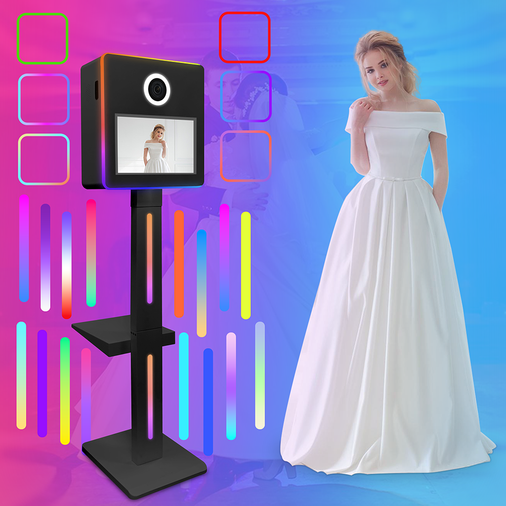 Selfie Mirror Photo Booth Machine 15.6in Touch Screen with Light Portable DSLR Camera Photo Booth Kiosk Shell For Partys Events. 