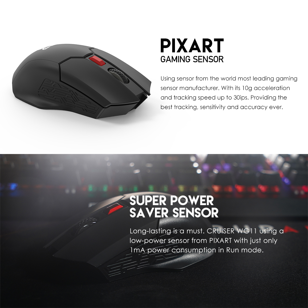 FANTECH WG11 2.4Ghz Pro Gaming Wireless Mouse 2400 DPI 6 Buttons Ergonomic Portable Mice For Laptop PC Computer Office Business. 