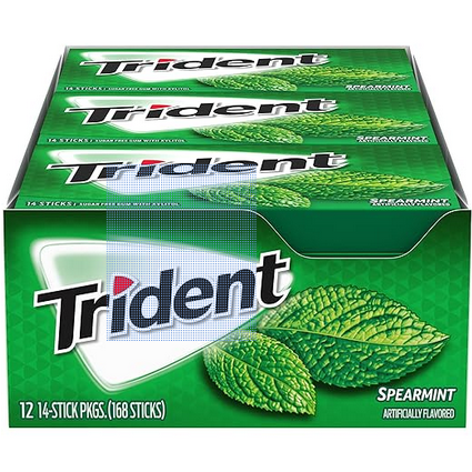 Trident Spearmint Sugar Free Gum, 12 Packs