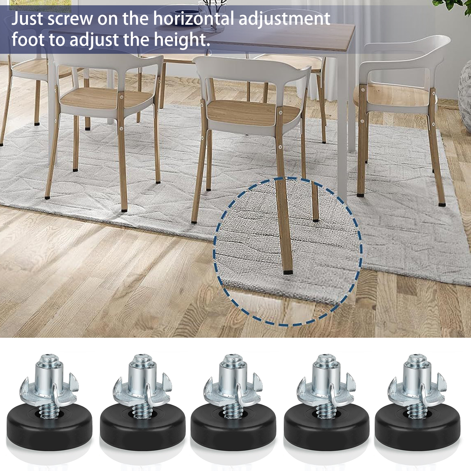 Quasar Furniture Leg Stabilizers 12pcs Adjustable Furniture Leveling Feet with T-nuts for Cabinet Chair Table Strong Load-bearing Thread Levelers Buyers' Choice Table Feet. 