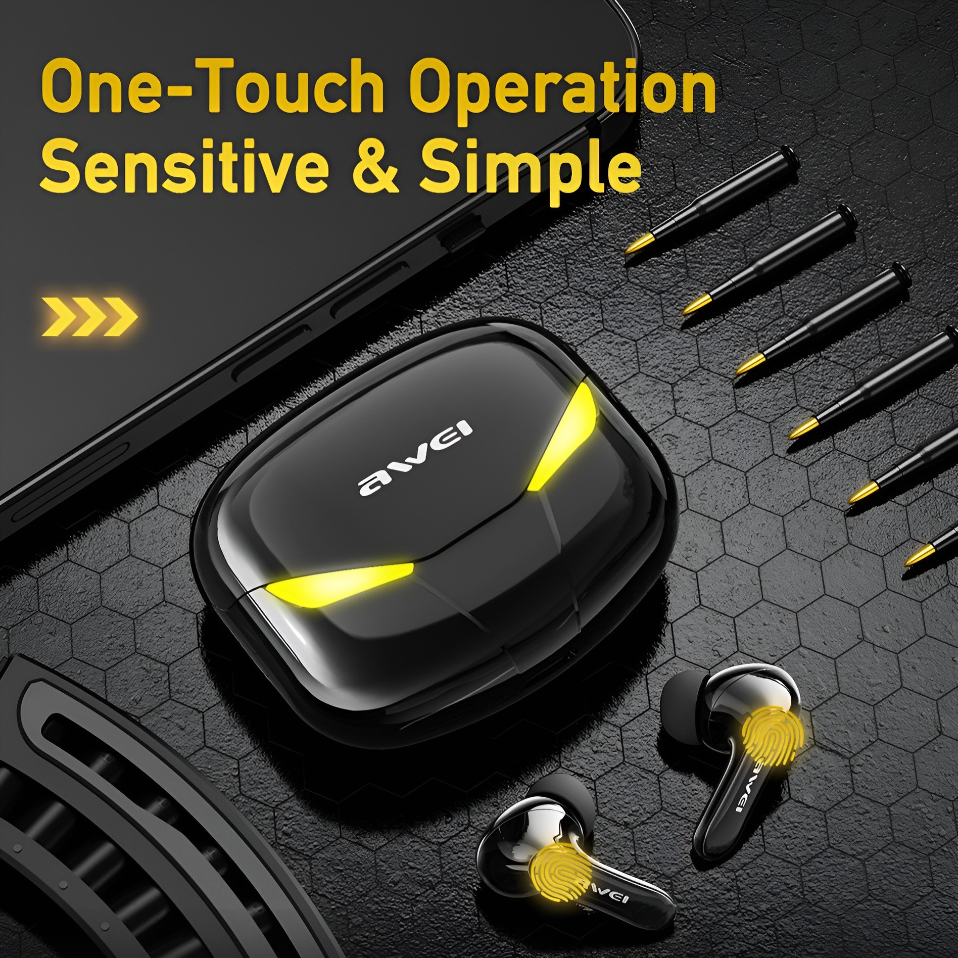 AWEI T35 Bluetooth 5.1 Touch Control True Wireless Gaming Earbuds. 