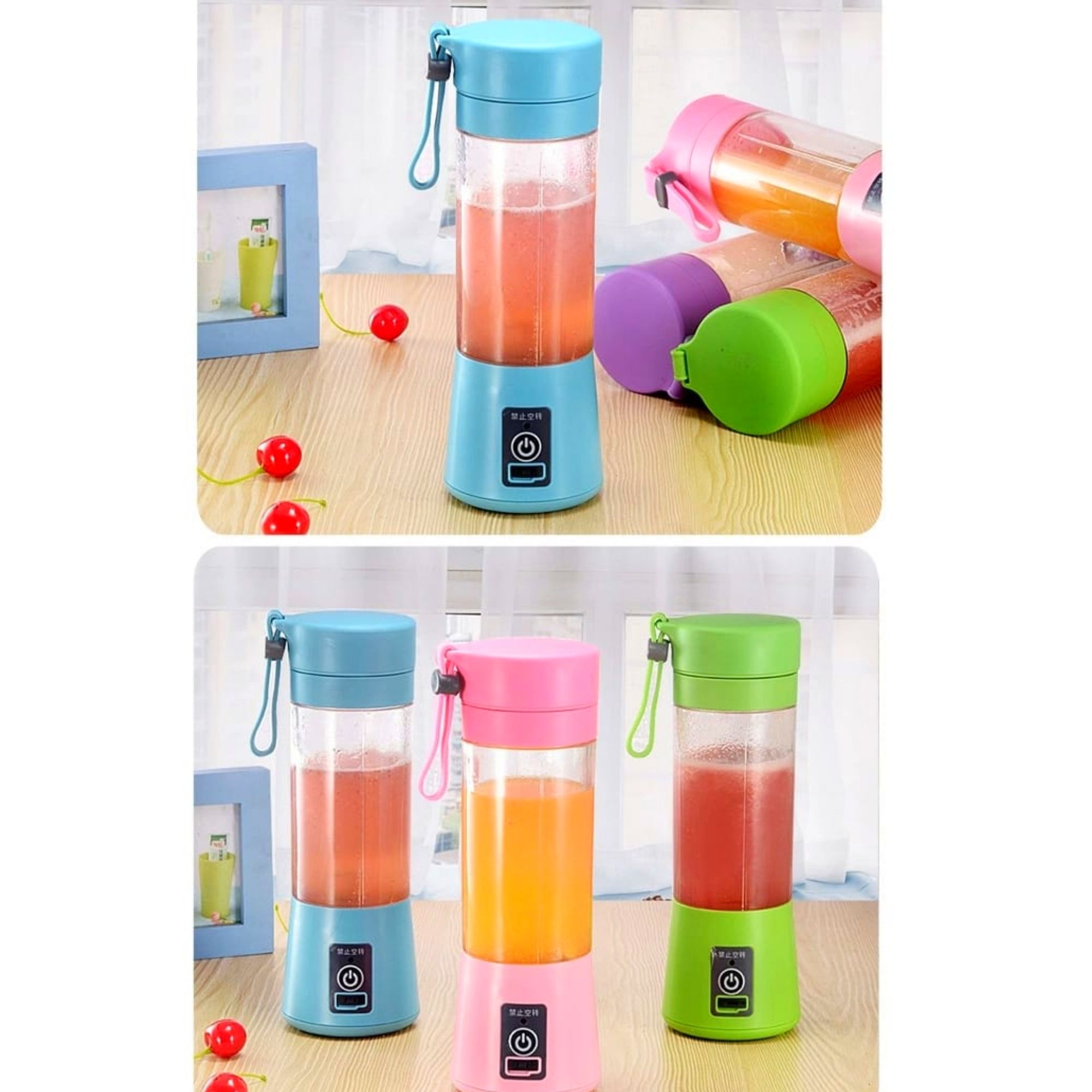Mini Portable Blender 400ml Juicer Blender Fruit Mixing Machine With Usb Charger Cable 4 Blades. 