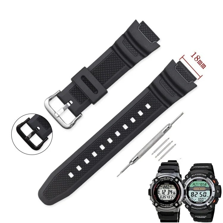 Rubber Watch Strap For SKMEI 1335 1299 1496 Casio AE1100W AE1300 AE1200 F108WH W-800H AQS810 Watch Band Accessories. 