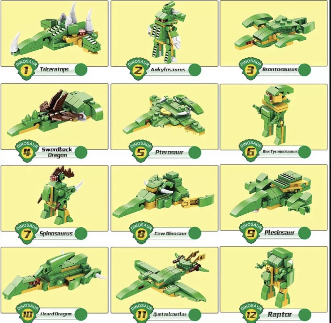 Dinosaur Building Toys for 12 in 1 Building Blocks Sets for Kids Compatible with Lego - Educational Toys Gifts. 