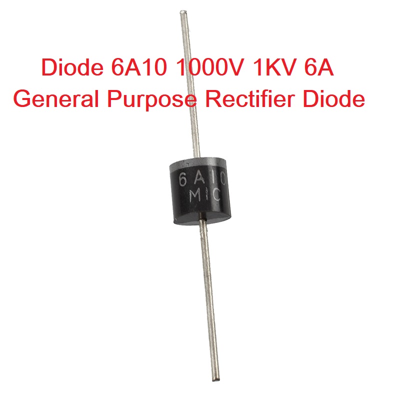 5Pcs- Diode 6A10 1000V 1KV 6A General Purpose Rectifier Axial Diode 6A10 Silicon Junction Diode R-6 Package Electrical Circuitry & Parts. 