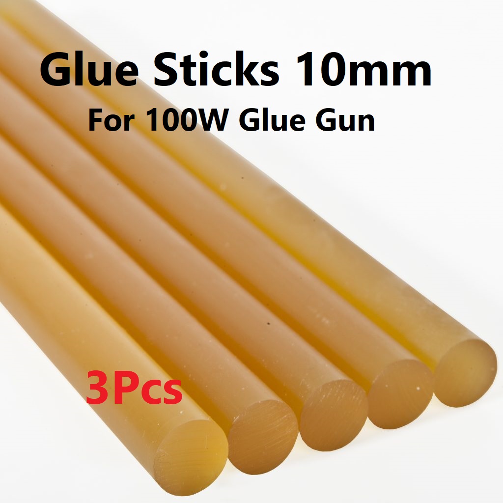 3Pcs- YELLOW 10mm Hot Melt BIG Glue Machine Glue Gun Sticks 10mm Diameter 11 Inch 280mm Length Big Size 100W Glue Gun Stick Glue Stick For 100W Glue Gun Tools Sets. 