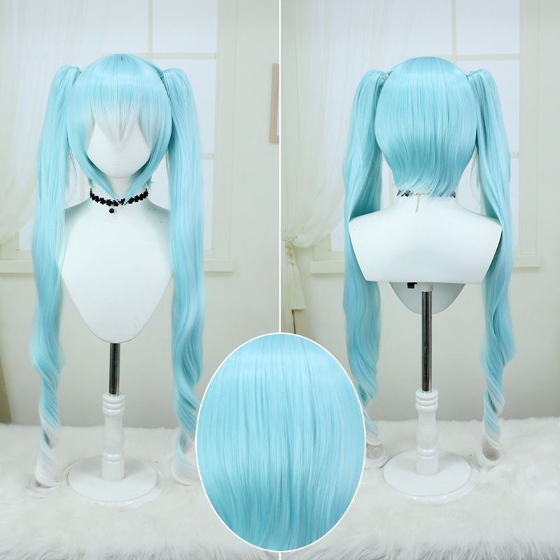 2024 SNOW MIKU Split style double ponytail cosplay wig Hatsune Miku cosplay wig VocAloid Miku Aqua Blue lolita wig VOCALOID. 