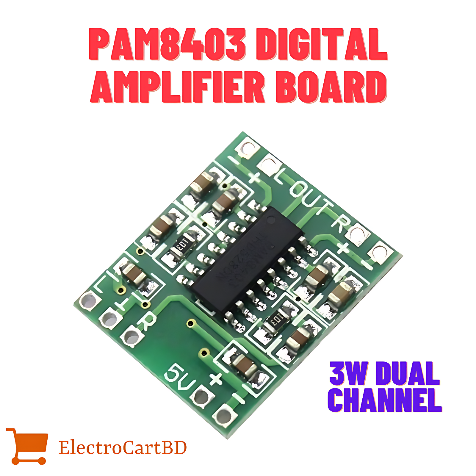 PAM8403 Digital Amplifier Board – 3W Dual Channel Stereo Module