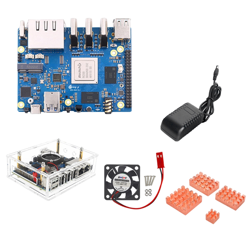 For 5 Plus 16GB RAM RK3588 Octa-Core 2.5G Dual Network Port with PCIE Expansion Board with Accessories Easy to Use EU Plug