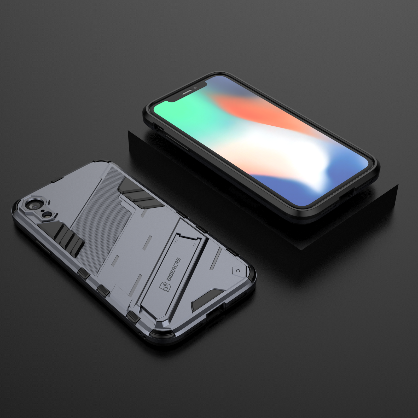 Shockproof Armor Phone Case For Apple iPhone XR Rugged Bracket Anti-Fall Protector Cover. 