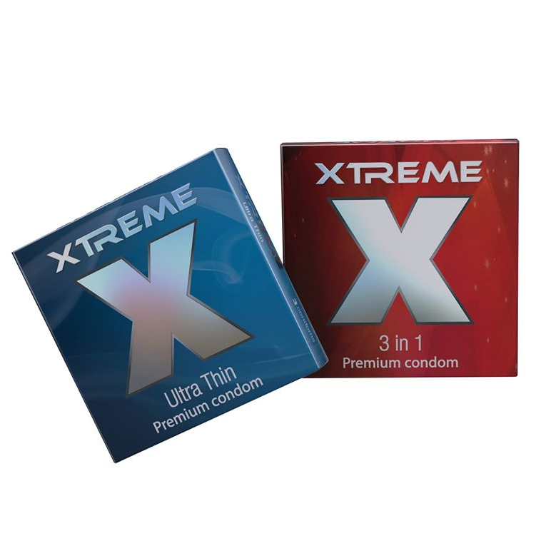 Xtreme Mix - 2 Pack Ultra Thin - 3 In 1 Condom. 