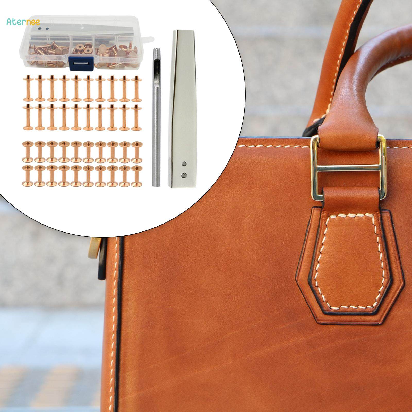 Leather Rivet Copper Rivets with Setting Tool Metal Studs Leather Crafting Double Cap Rivets Leather Crafting Tool for DIY Leather Craft. 