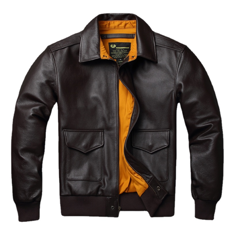 Men Leather Jacket Real Cowhide A2 Pilot Jacket Air Force Flight Jackets Men's Leather Aviator Jacket Jaqueta Couro Masculina. 