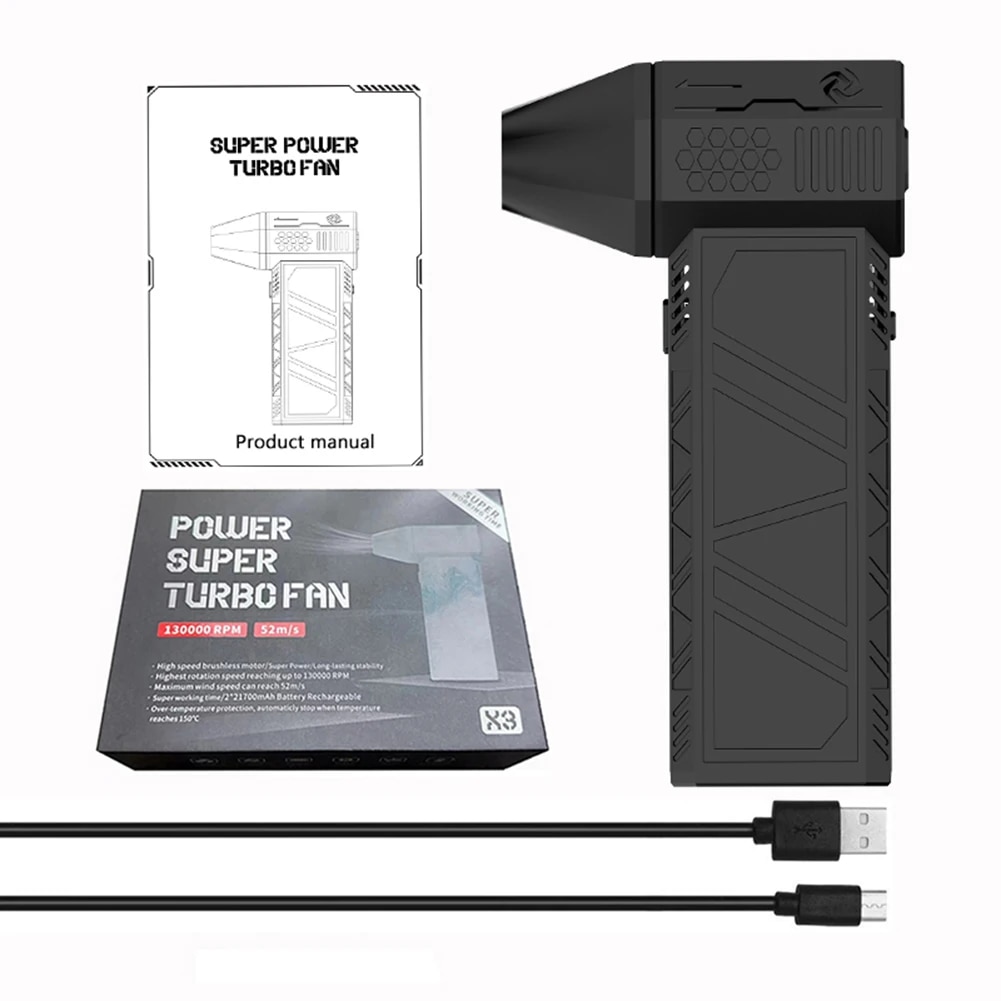 X3 Violent Blower Mini Turbo Jet Fan Handheld 3nd Generation Brushless Motor 130,000 RPM Wind Speed 52m/s Duct Fans. 