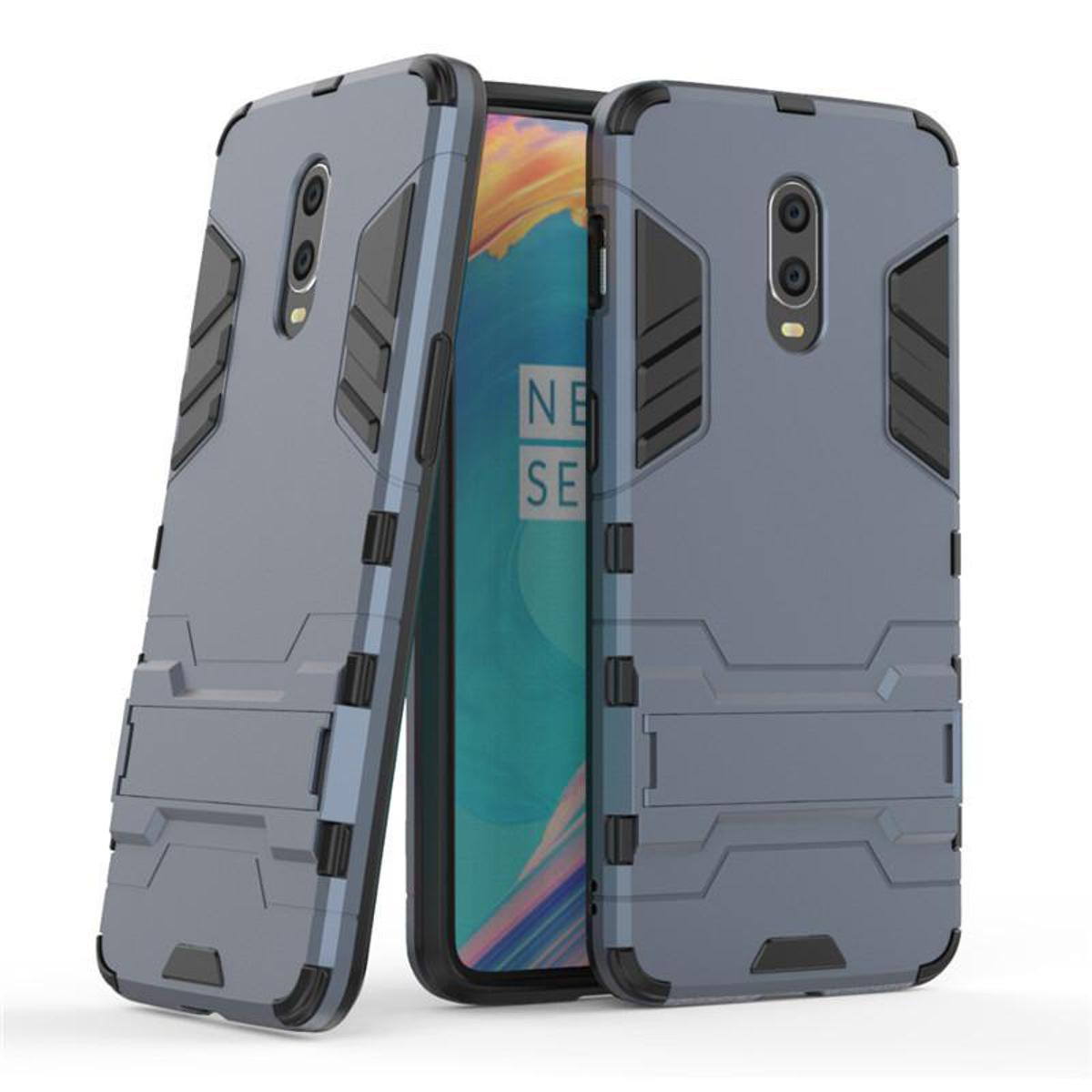For OnePlus 6T Iron Man Stand Cover Hard Armor and Soft Silicone TPU Frame Phone Case