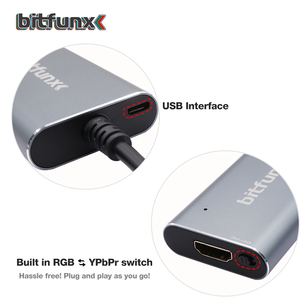 Bitfunx PS2 to HDMI Converter For PS2 PS1 PlayStation 1/2 Game Consoles With RGB to YPbPr Switch. 