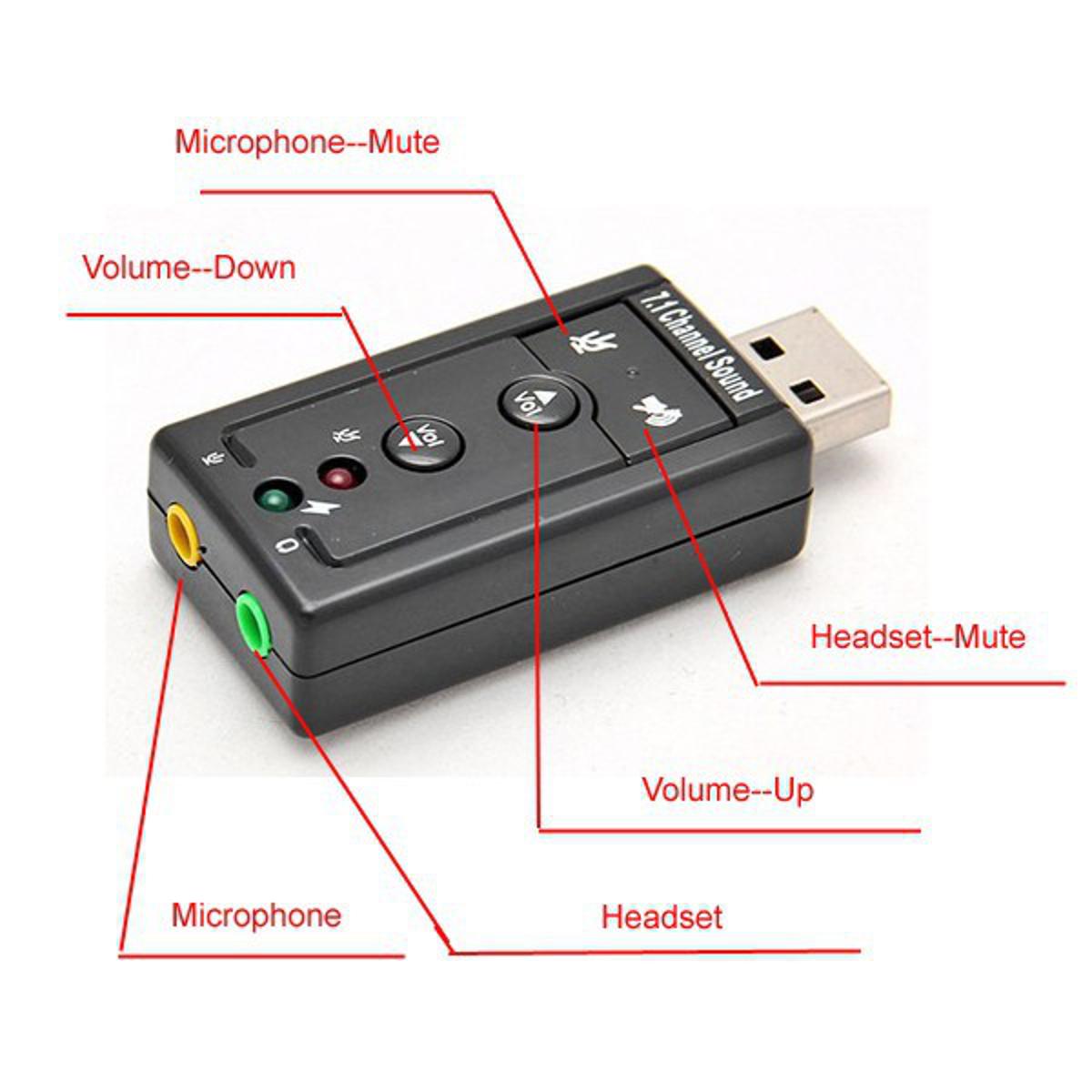 Sound Card USB Virtual 7.1 Channel Sound Adapter Add a Virtual 7.1 Channel Sound To Your PC