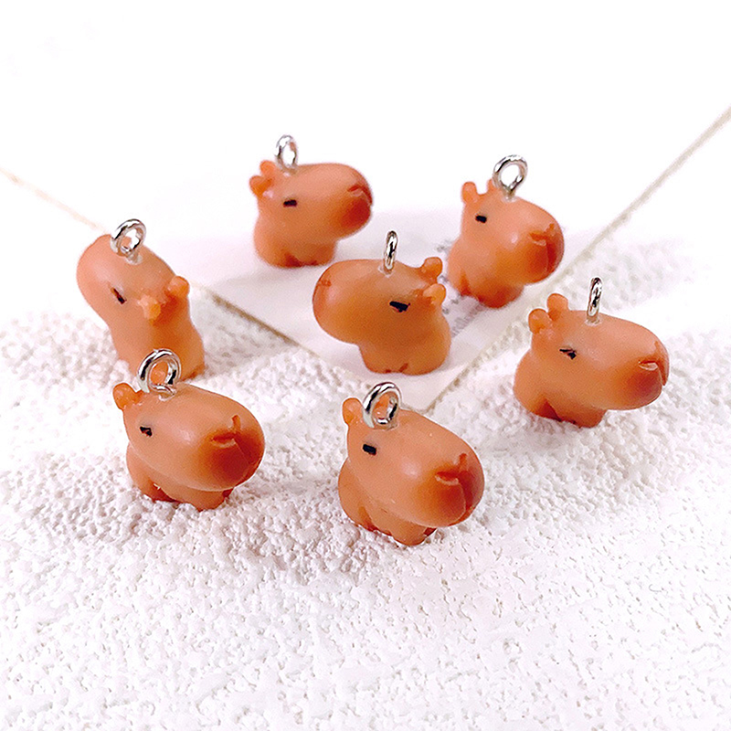 2/10pcs DIY Crafts For Earring  Make Kawaii Mini 3D Capybara Resin  Lovely Lazy Cavy Animal Pendant