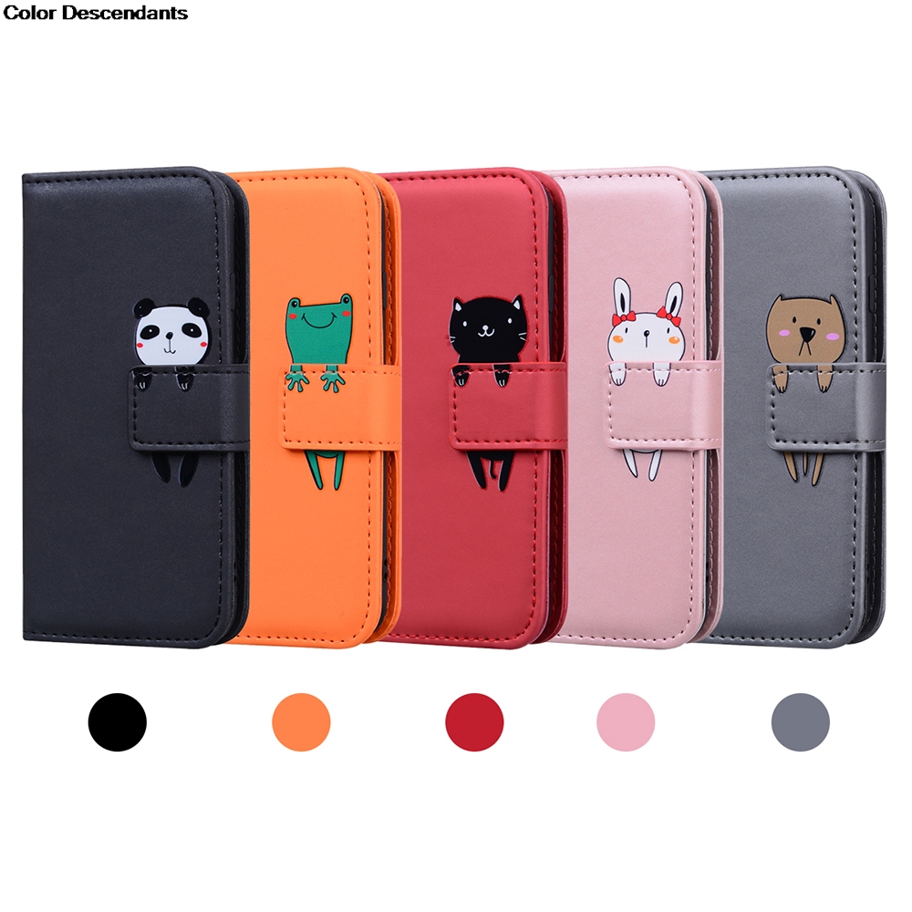 Cute Frog Wallet Flip Phone Case For Huawei Mate 20 Lite P9 Lite P10 P20 P30 P40 Pro Honor 8X 8A 7S Y5P Y6P Y7P Y8P Cover Coque. 