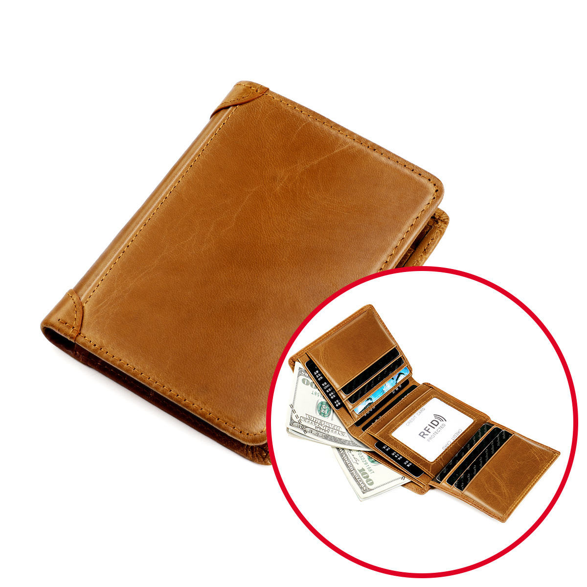 arket bragging leather factory direct sales FI top layer coide men's wallet anti-theft brush wallet. 