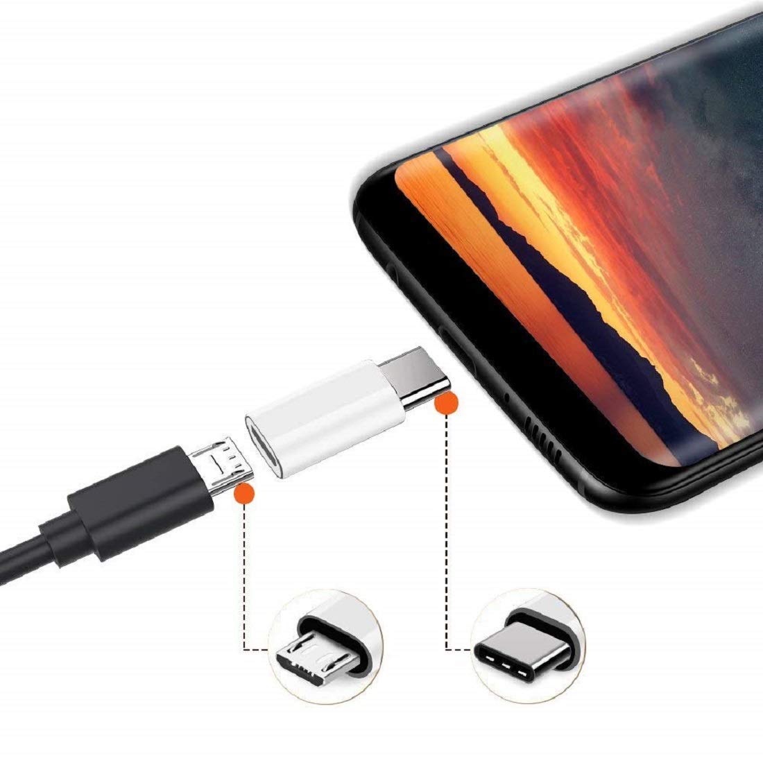 Micro USB to type C converter. 