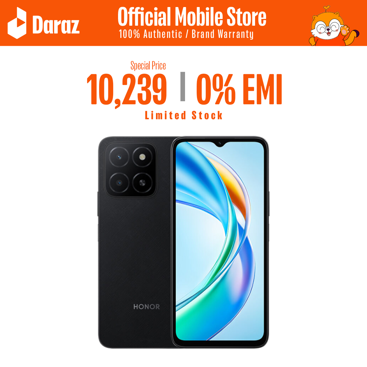 HONOR X5b, MediaTek Helio G36, 6.56", 720×1612, LCD Display, 4GB + 64 GB, 13 MP Back, 5 MP Selfie Cam, 5200 mAh, 10W (Midnight Black, Ocean Blue), 1 Year Warranty. 