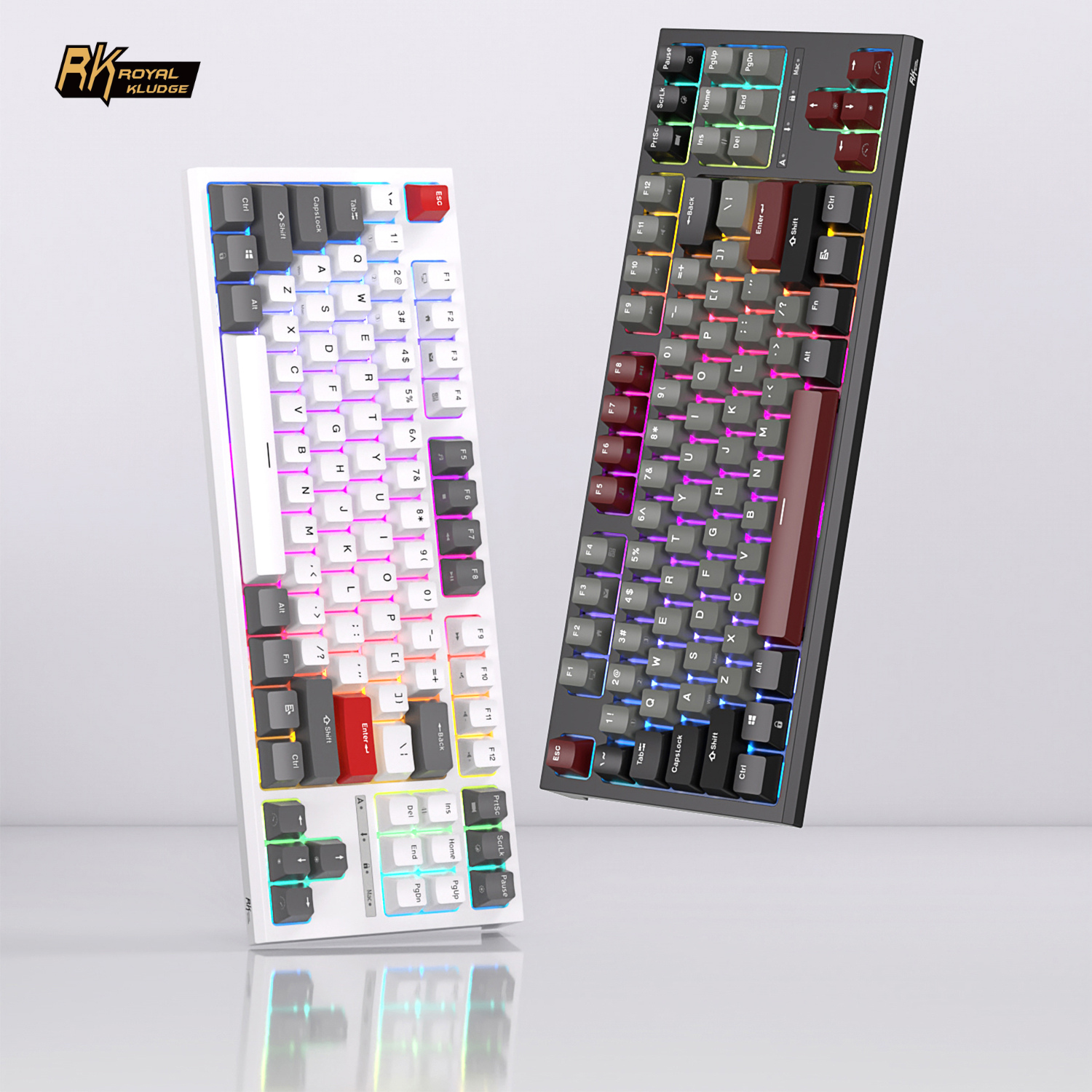 RK R87 ROYAL KLUDGE Wired Mechanical Keyboard 87 Keys RGB Backlit Hot Swap Gaming Keyboard Customised Keycaps with Dust Cover plug and play with computer or xbox or console