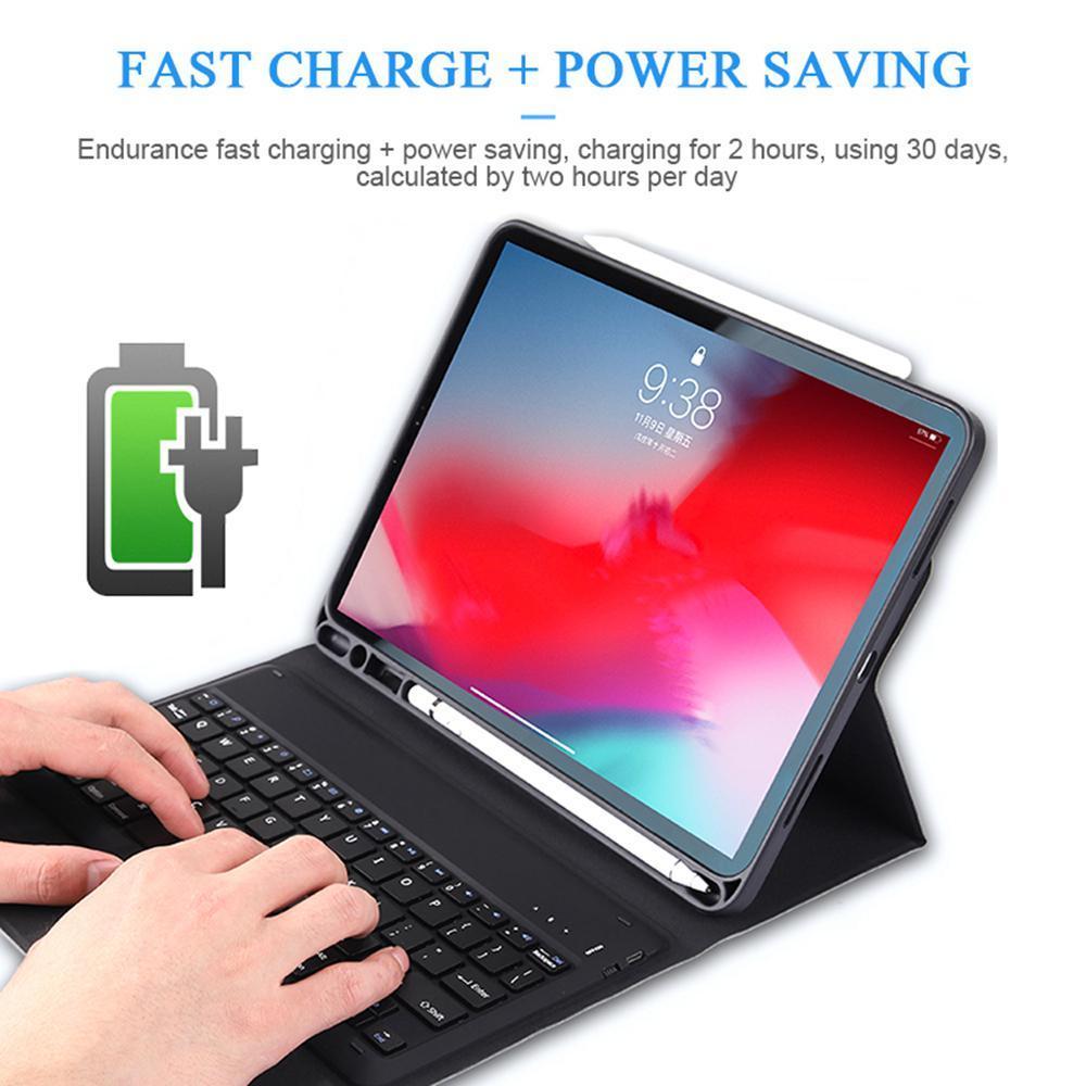 Keyboard Case with Attached Wireless Keyboard Leather Folio Cover For iPad Mini 4/5. 