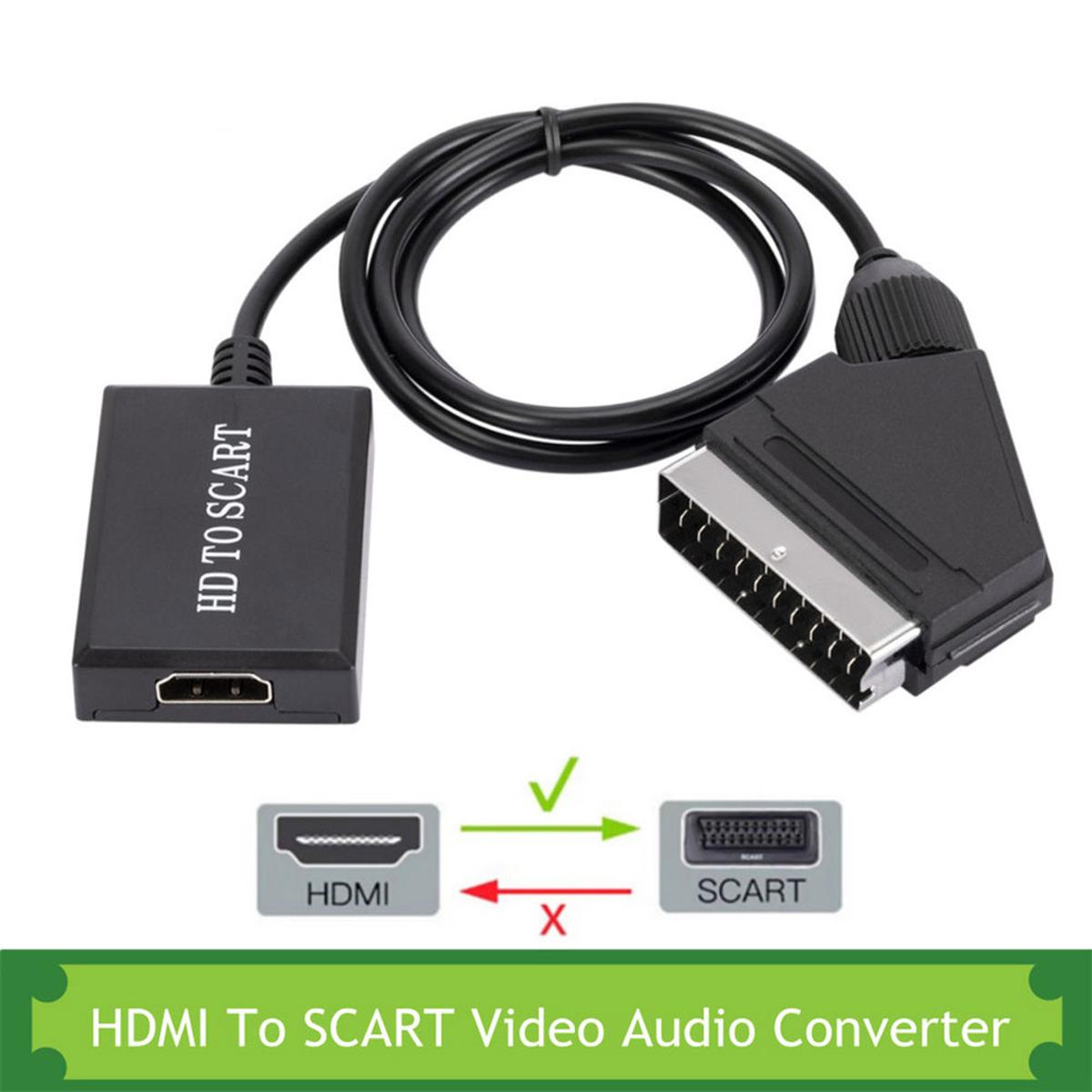 Hd 1080p Hdmi-compatible Input To Scart Video Output Audio Converter Adapter Compatible For Crt Tv Vhs Video Recorder