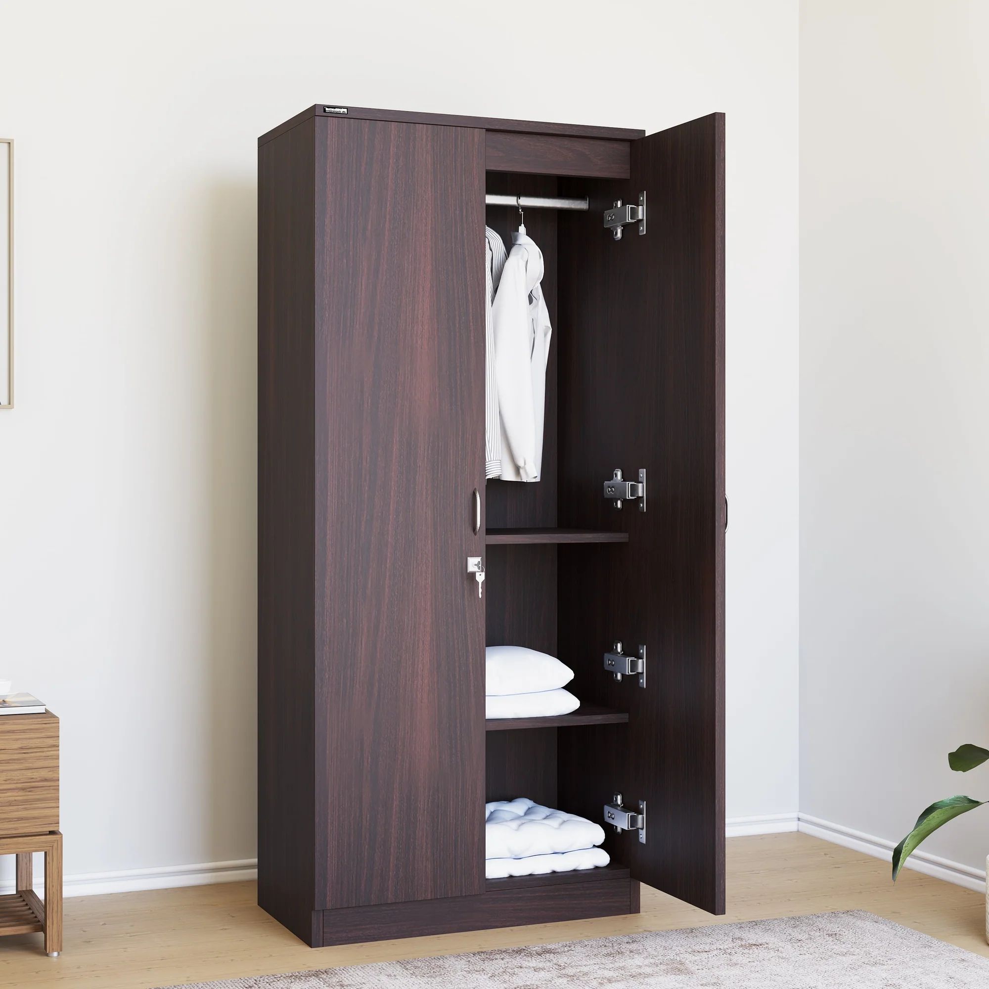 RK 2 Door Almirah or Wardrobe Storage Cabinet Cabinet Cupboard Walnut Finish