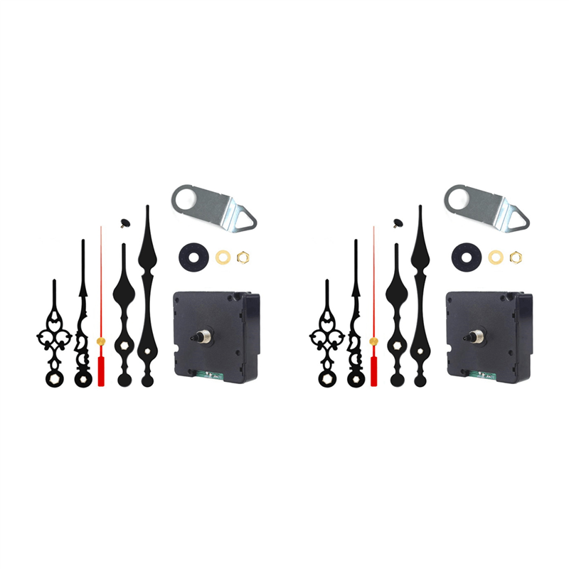 2X Radio Controlled Silent DIY Clock Movement Mechanism Kit Germany DCF Signal Mode with 4 Sets Hands Repair Replacement