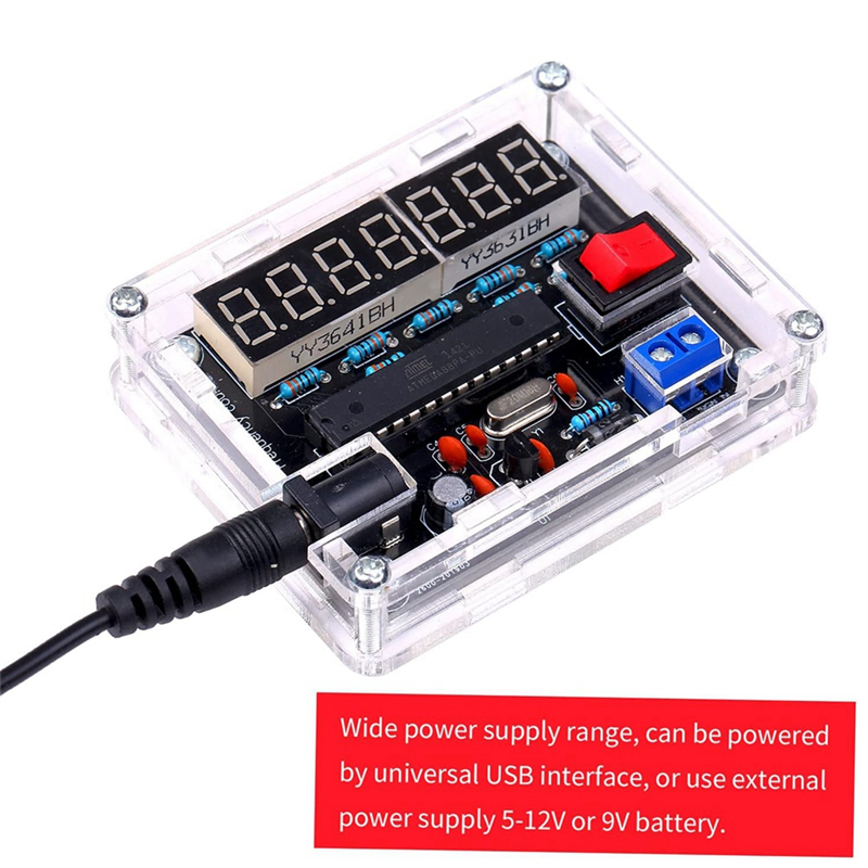 Frequency Meter,10MHz Frequency Meter DIY Kit Frequency Counter AVR Frequency with Shell Counter 0.000 001Hz Resolution Easy Install. 
