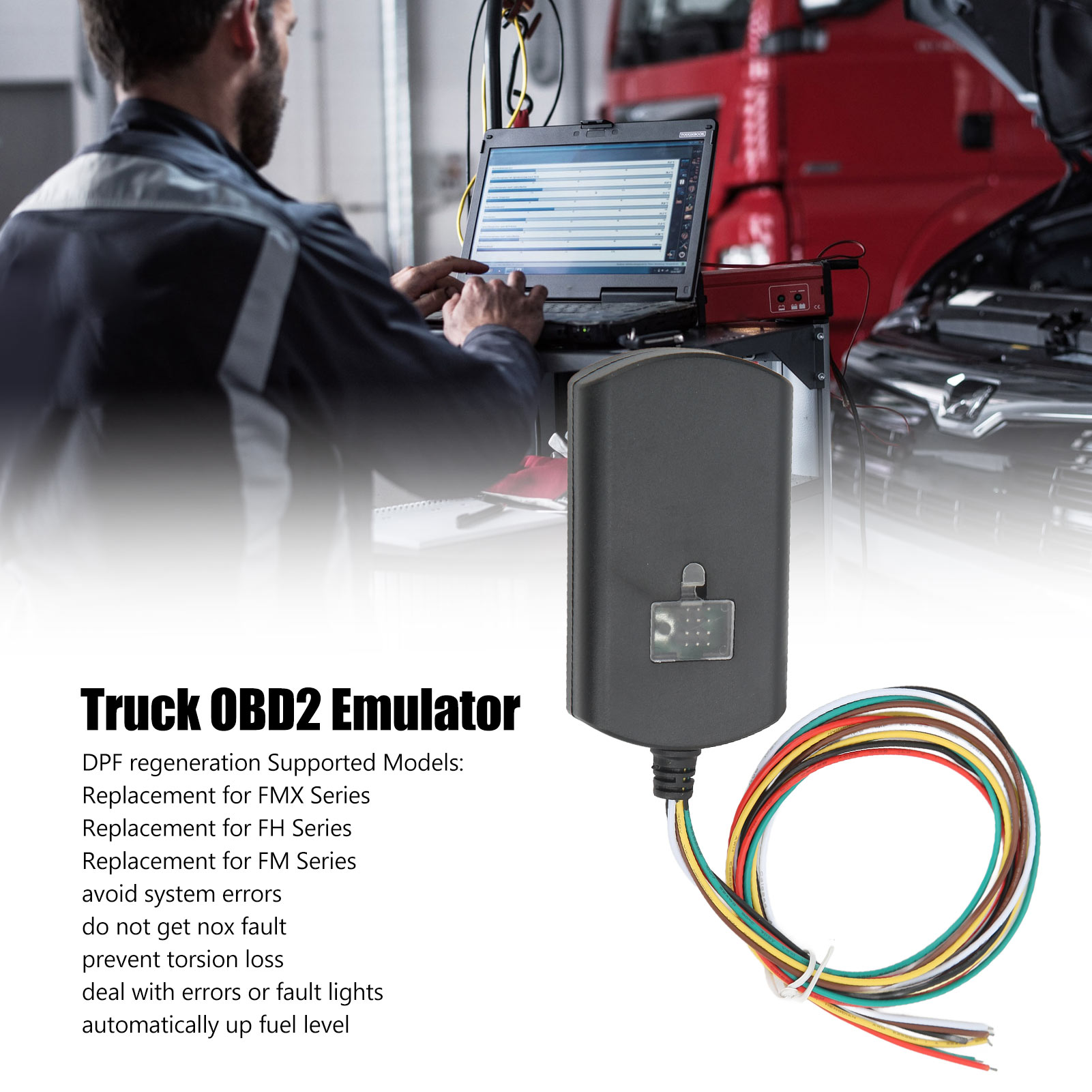 Truck OBD2 Emulator, EURO 6 Emulator Adapter ABS Plastic for Automobile. 