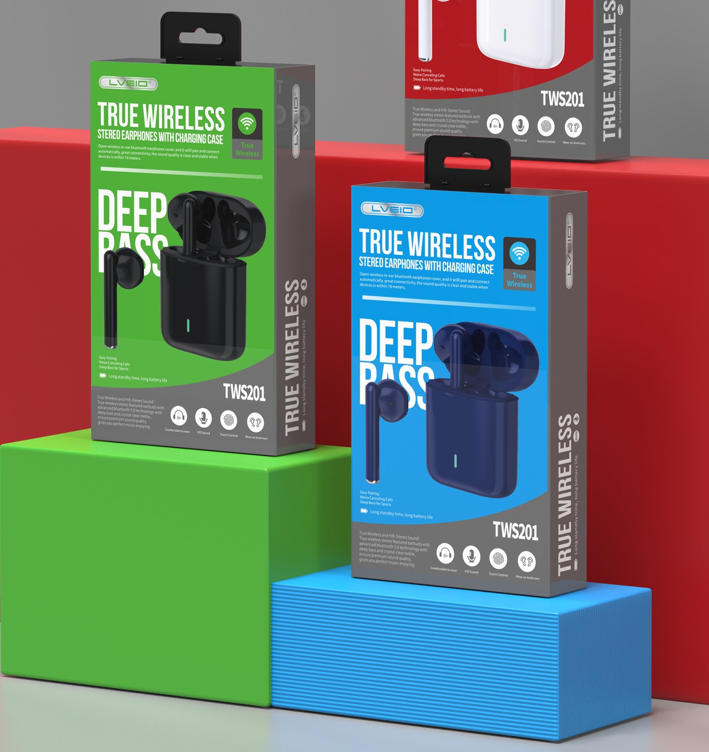 LVEIO LV-TWS201 Bluetooth Wireless Earbuds Noise Cancelling Handfree Earphone HiFi Sound. 