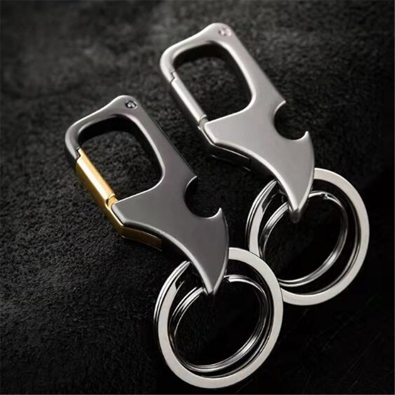 Classic Men Mini Foldable Knife Keychain Outdoor Multi-Functional 2 In 1 Metal Bottle Opener With Two Key Rings For Boy Gifts. 