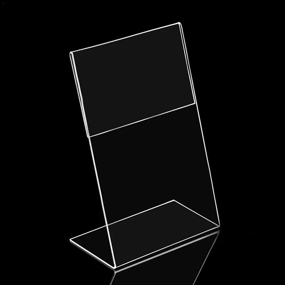 1pcs Acrylic display stand T1.5mm Vertical Clear L Shape Plastic Table Sign Price Tag Label Display Rack Paper Promotion stand