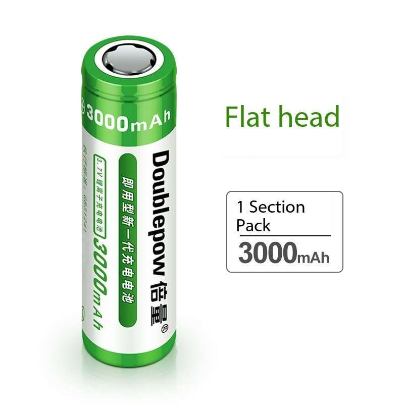 Doublepow ICR 18650 3.7V 3000mAh High Capacity Flat Top Lithium ion Rechargeable Battery (Flat Top) - 1 Piece. 