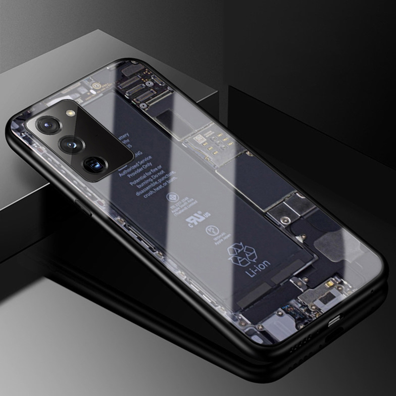 For Samsung Galaxy S20 Case Explorer Version Theme Back Cover Tempered Glass Protector Back Cover for Samsung S20 Back Cover Clear Circuit Board Design Full Coverage For s. 