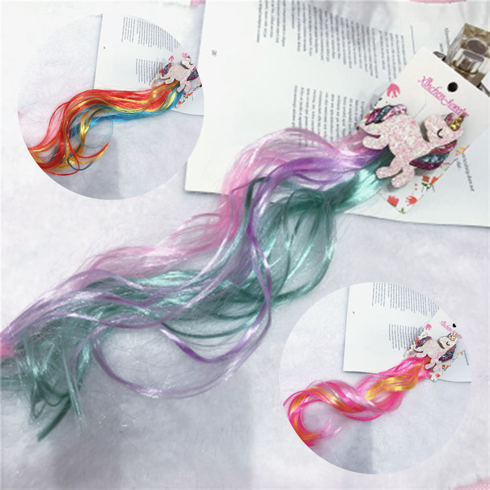 Colorful Unicorn Wigs Stylish Kids' Hair Hairpins Lovely Gradient Princess Hair Ornament for Dress-Up Parties Costume Events Dance Performances Daily Wear Girls' Fashion
