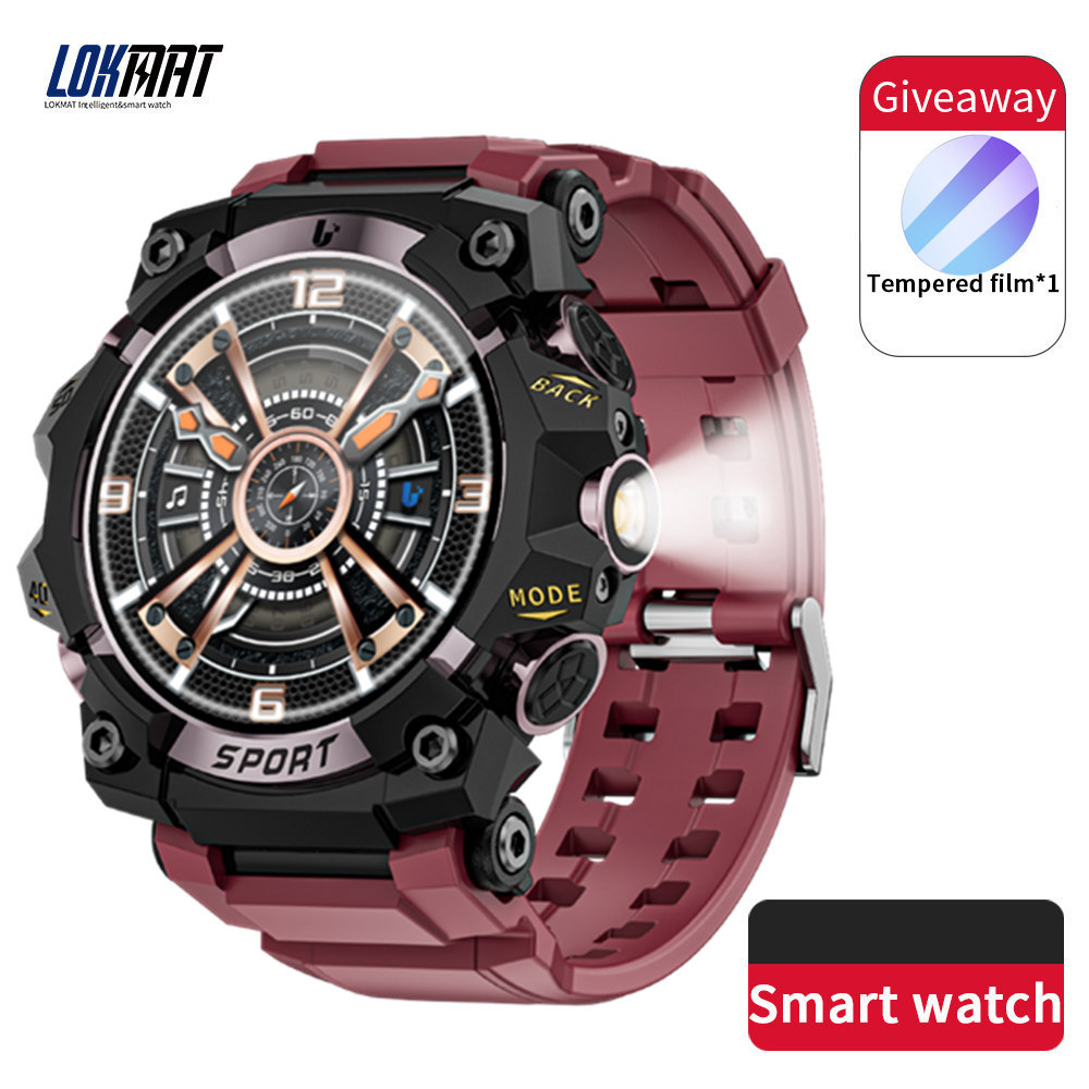LOKMAT New ATTACK 3 PRO Smart Watch Bluetooth Call Fitness Tracker Flashlight Information Push Mobile Heart Rate Monitor. 