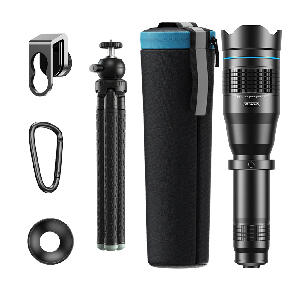 APEXEL 28X 36X 60X Telescope Zoom Phone Camera Lens Telephoto Lens + Extendable Tripod For iPhone Smartphone Hunting Capming. 