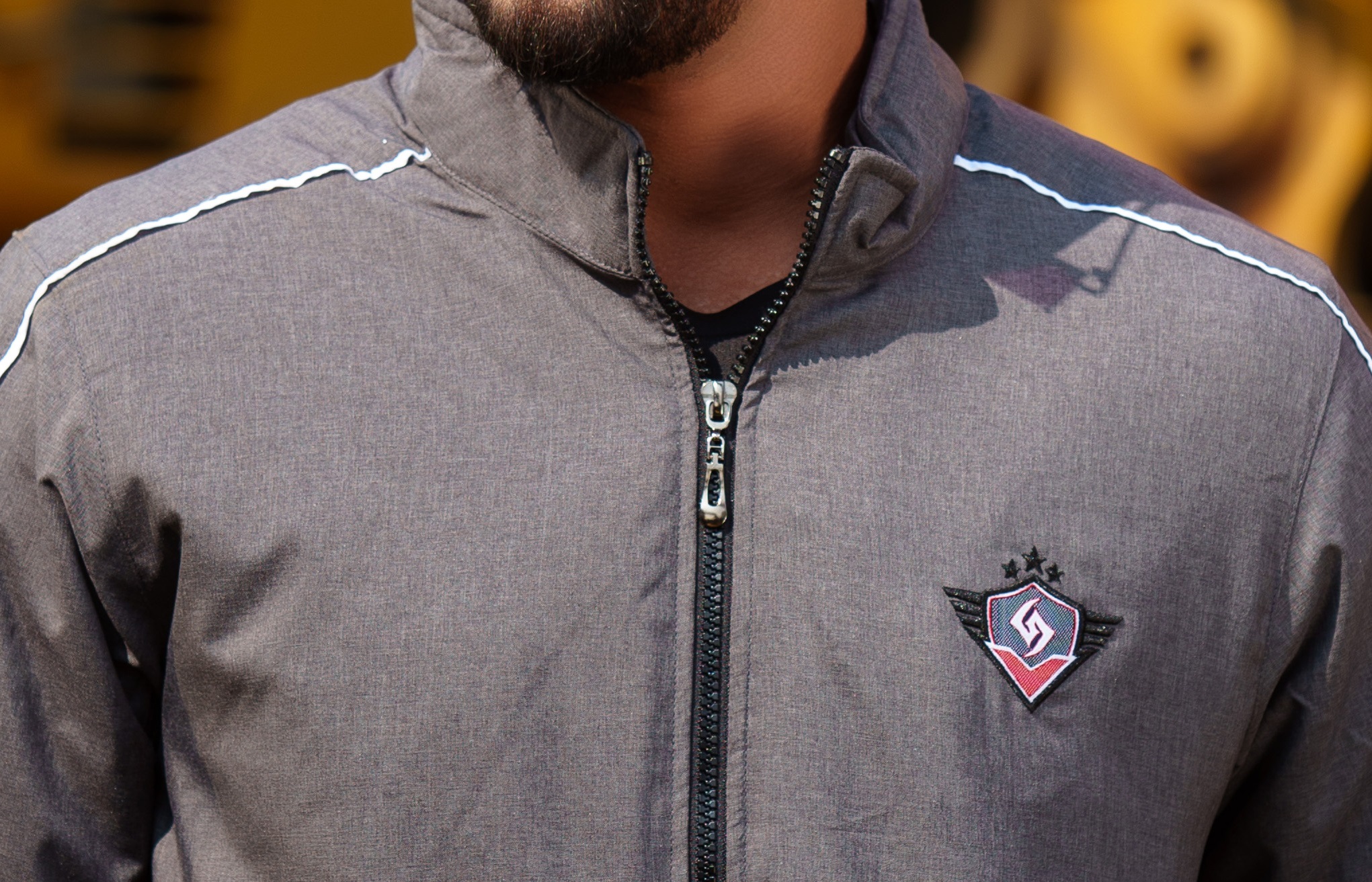 Dark gray color Double part air proof jacket. 